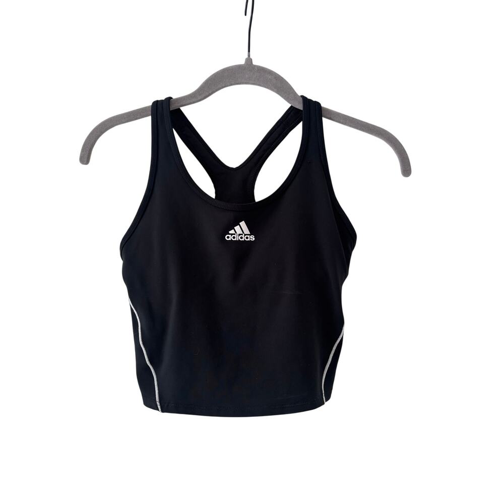 Adidas Black Racerback Cropped Sports Tank XS - Picture 2 of 8